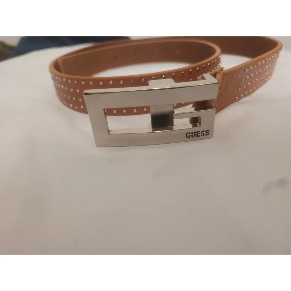 Vintage Guess Ladies Tan Italian Leather Belt 34-1/2